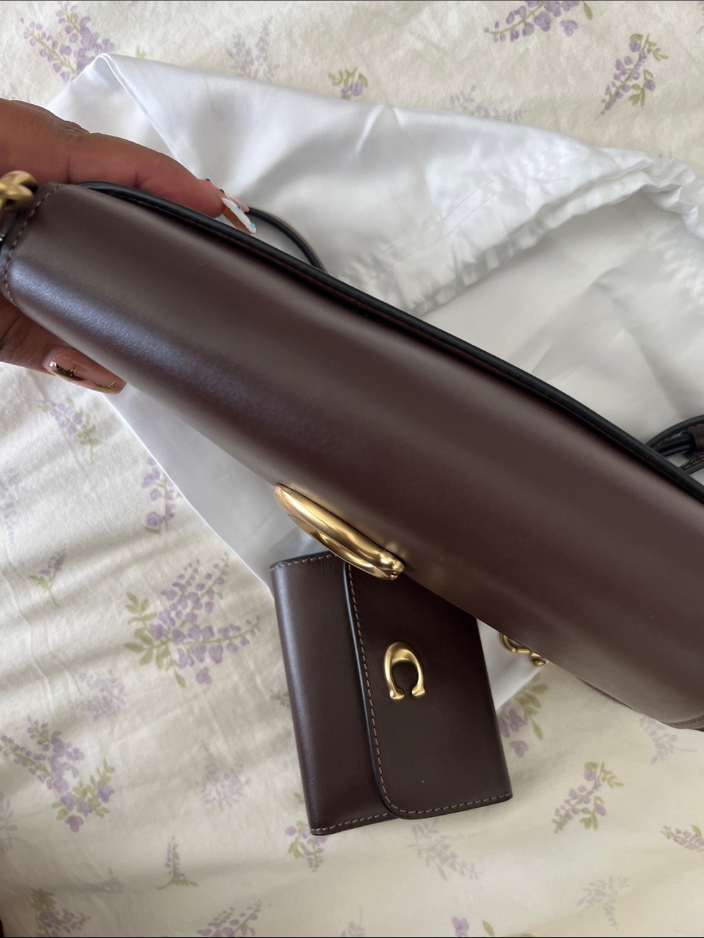 Coach Jet Bag Dark Brown Leather Shoulder Brass Hardware with Matching Wallet - Picture 6 of 9